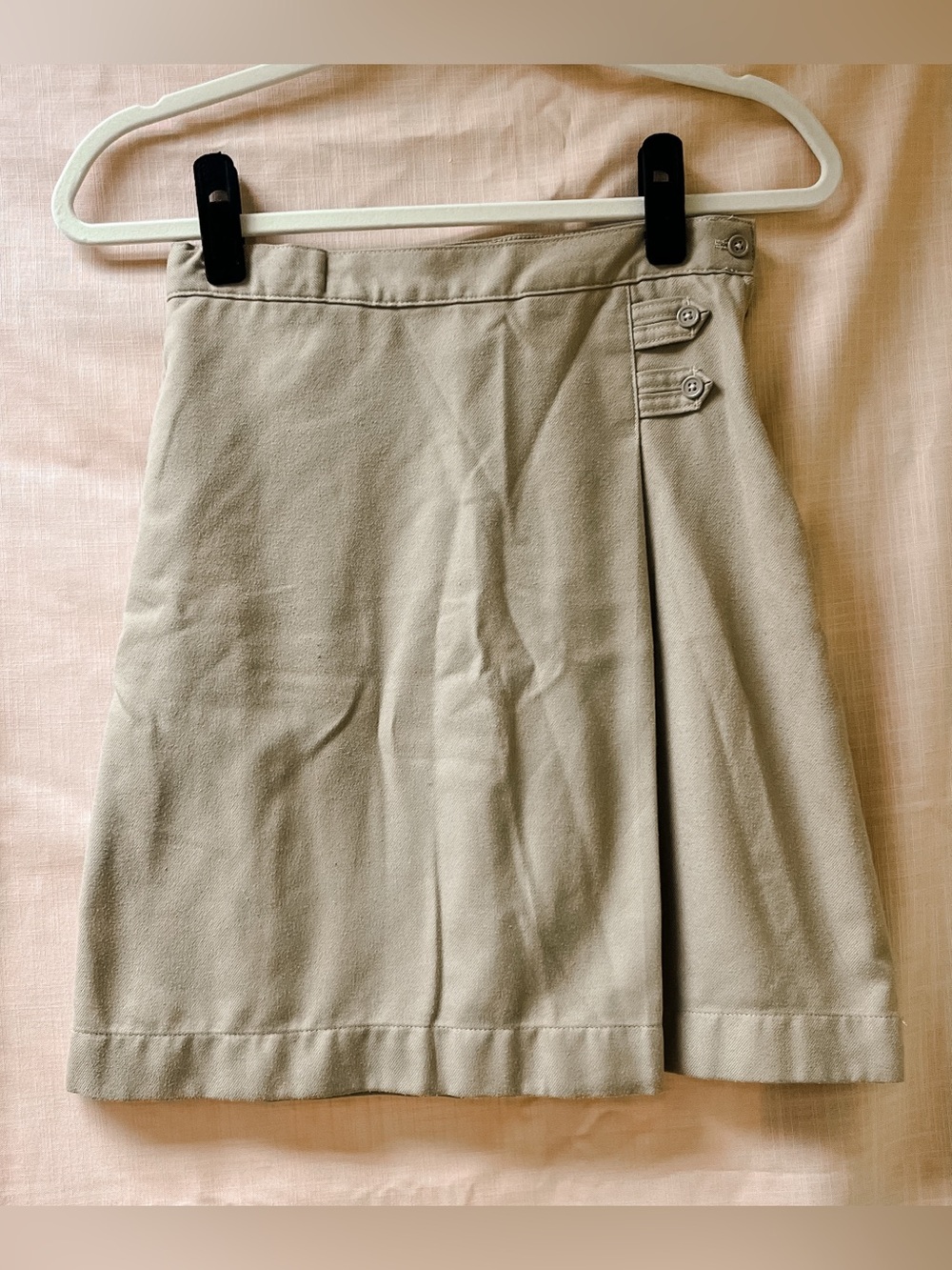 Lands End Khaki Side Button Uniform Skirt